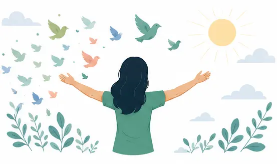 Catharsis helping emotional healing and inner peace illustration