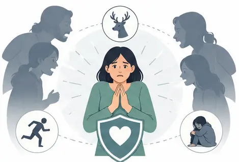 Fawning trauma response connected to People Pleasing Personality illustration