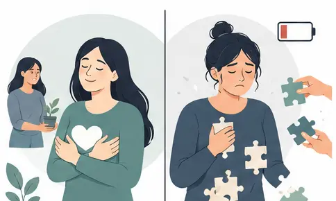Difference between kindness and People Pleasing Personality vector illustration