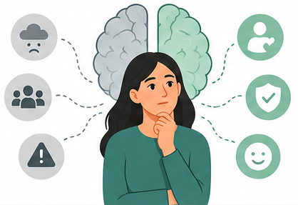 How to Say No Without Feeling Guilty brain psychology illustration about fear of rejection