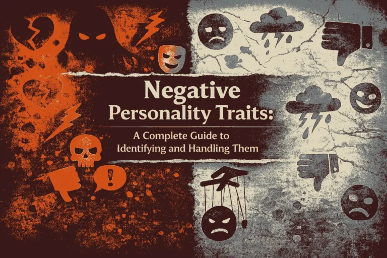 Negative personality traits concept illustration showing toxic behavior symbols