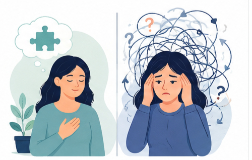 Anxiety loop vs normal reflection illustration