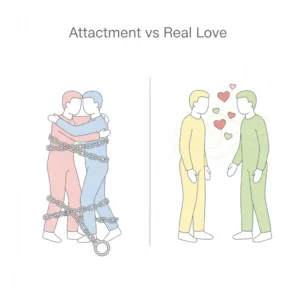 difference between attachment and love psychology illustration