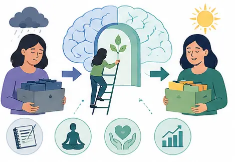 Changing self schema through positive habits and self awareness illustration