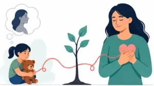 Childhood attachment psychology and emotional bonding illustration