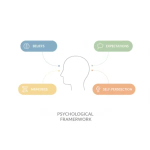 Illustration showing beliefs expectations memories and self perception as components of self schema
