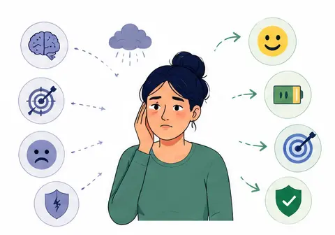 Mental and physical health effects of revenge bedtime procrastination illustrated in a psychology vector style