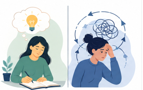 Healthy reflection vs rumination comparison vector