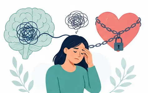 Emotional attachment affecting mental health psychology illustration