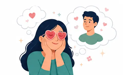 Idealizing a partner emotional attachment psychology illustration