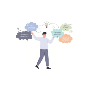 Illustration showing ways to improve negative self schema with positive thinking