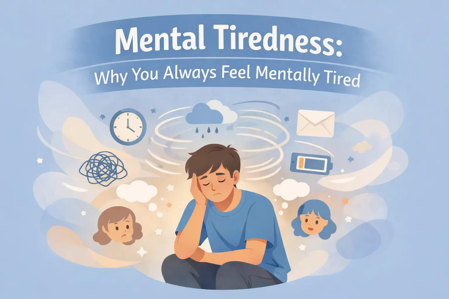 A tired man sitting alone representing mental tiredness and why you feel mentally tired all the time