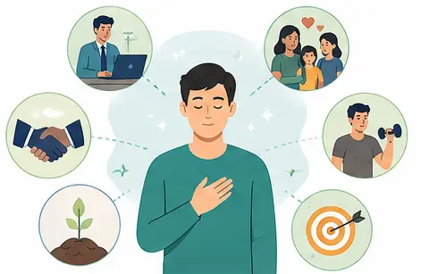 Self schema influencing work relationships and confidence illustration