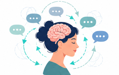 Replaying conversations in your head and rumination illustration