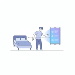 Concept illustration explaining revenge bedtime procrastination as choosing phone scrolling over sleep.