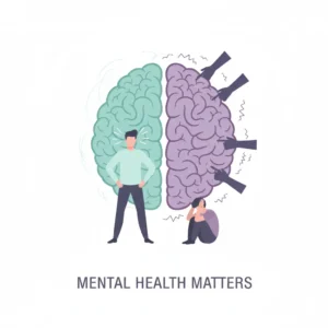 Psychology illustration showing the inner conflict caused by fear of judgment