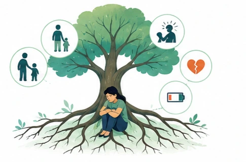 Causes of Fear of Judgment psychology illustration
