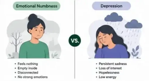 Difference between emotional numbness and depression psychology illustration