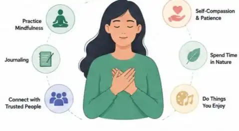 Healing emotional numbness through self care and emotional awareness illustration