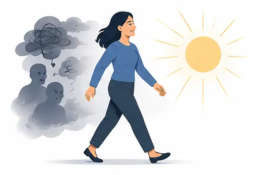 Workplace gaslighting recovery illustration showing an employee regaining confidence and moving forward after emotional manipulation.