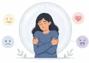 Emotional numbness illustration showing emotional emptiness and disconnection