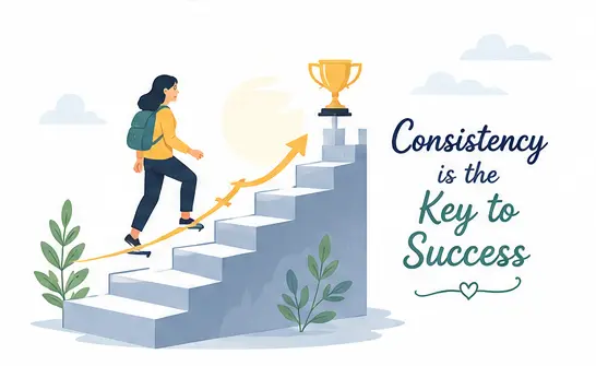 Motivational vector illustration about consistency and success mindset