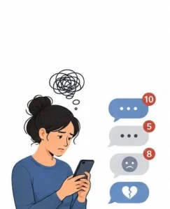 Person ignoring messages and creating emotional distance as a sign they push people away