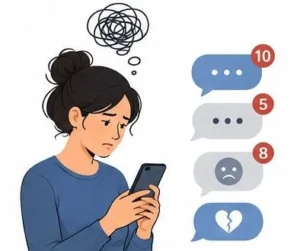 Person ignoring messages and creating emotional distance as a sign they push people away