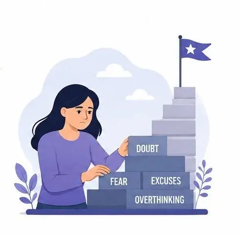 Illustration representing common signs of self-sabotaging behavior.
