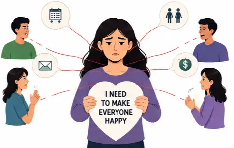 People-pleasing behavior attracting toxic people and unhealthy relationship dynamics
