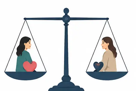 Psychology illustration showing healthy boundaries in friendship