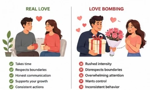 Comparison between love bombing and healthy relationships