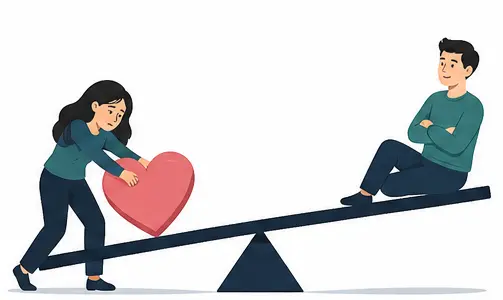 Psychology illustration representing the warning signs of a one-sided friendship