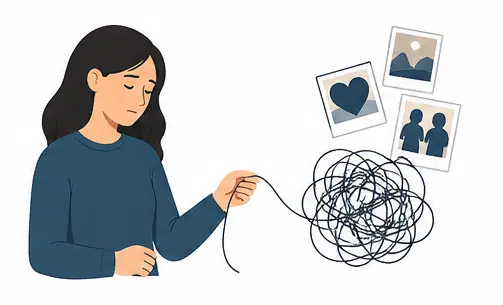 Illustration showing emotional attachment making it difficult to leave a one-sided friendship
