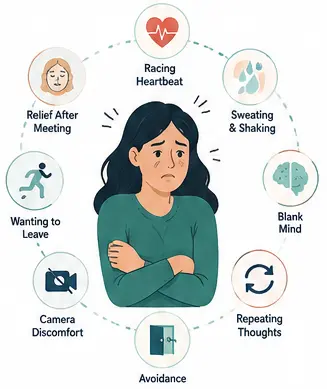 Common physical and mental symptoms of meeting anxiety